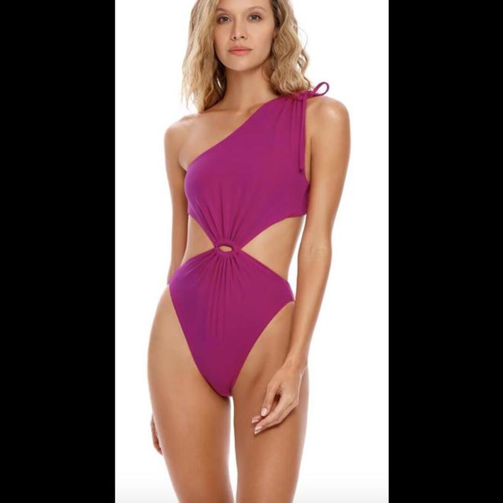 Agua Bendita Purple One-Shoulder Swim One Piece